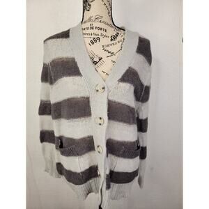 Urban Outfitters Cardigan Sweater XS Sheer Stripe Relaxed Bohemian Distressed